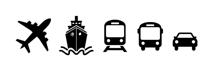 Transport icons in flat style on white vector