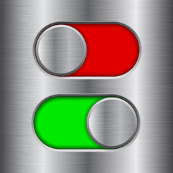 on and off round slider buttons red green vector image