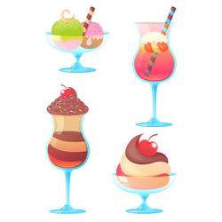 delicious realistic ice-cream set vector image