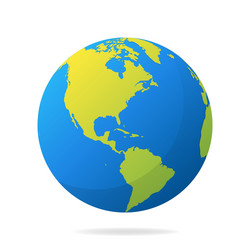 earth globe with green continents modern 3d world vector image