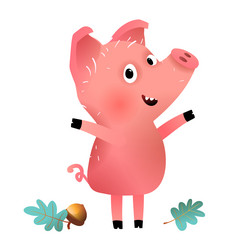 funny happy pig or piglet character for children vector image