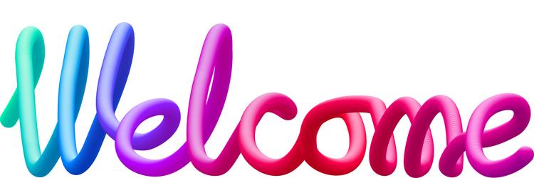 welcome fluid 3d twist text made of blended vector image