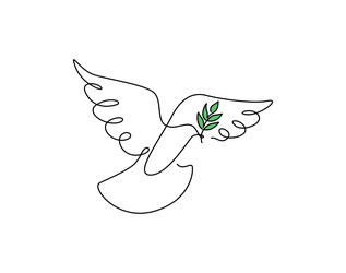 one continuous line drawing of dove peace vector image