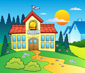 Theme with big school building vector