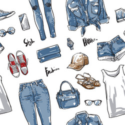 lady fashion pattern including seamless vector image