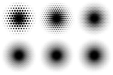 circular retro halftone radial gradient style set vector image