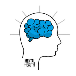 mental health silhouette person with brain vector image