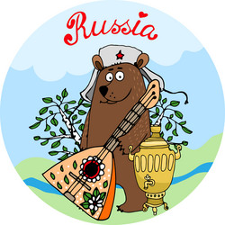 hospitable russian bear with a balalaika vector image