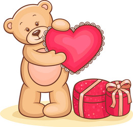 teddy bear with heart vector image