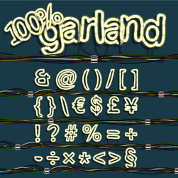 neon garland font set vector image