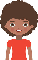 half body brunette girl with curly hair vector image