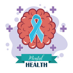 mental health day human brain ribbon awareness vector image