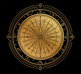 zodiac wheel gold vector image