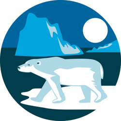 polar bear iceberg circle retro vector image