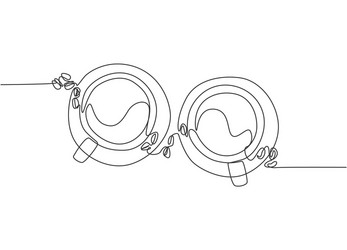 single continuous line drawing two cups vector image