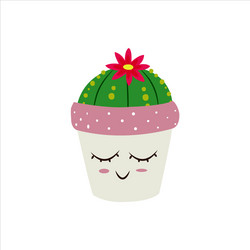 Cute cactus succulent clip art botanical cartoon vector