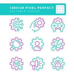 gears two color line icons set vector image