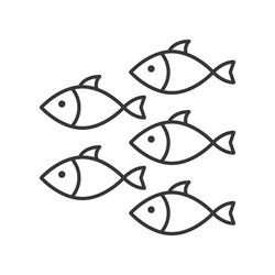 shoal group of fish icon set ocean life line vector image