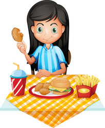 a girl eating vector image