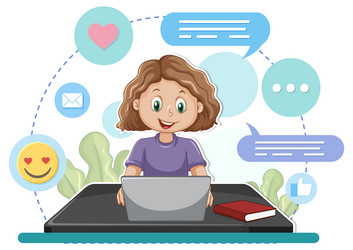 a girl browsing social media vector image