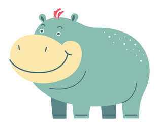 blue cute african hippo character vector image