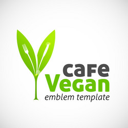 vegan cafe concept symbol icon or logo template vector image