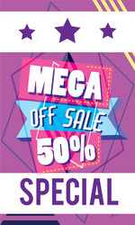 Mega sale discounts banner poster vector