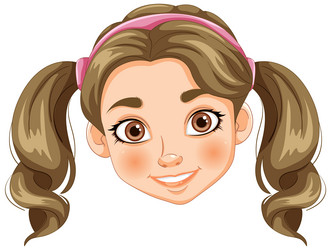 cartoon of a cheerful young girl with pigtails vector image