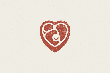 heart shaped pieced fresh meat steak silhouette vector image