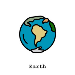 planet earth color icon thin line linear outline vector image