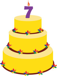 seventh birthday cake vector image