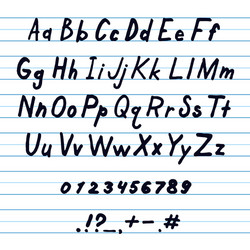 alphabet and other symbols handwritten by ink vector image