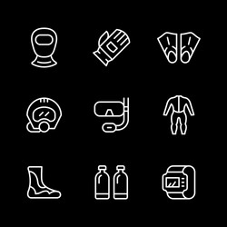 set line icons diving vector image