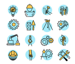 color building icons in simple style industry vector image