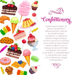 page design with confectionery and sweets vector image