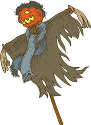 Jack-o-lantern scarecrow for halloween vector