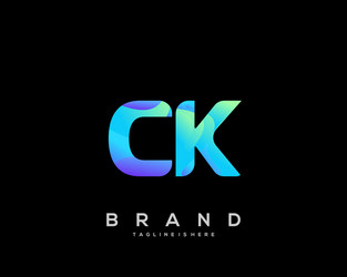 Ck initial logo with colorful template vector