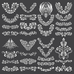 Big set of ornamental elements for design white vector