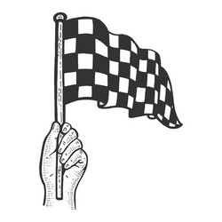 Racing flag in hand sketch vector