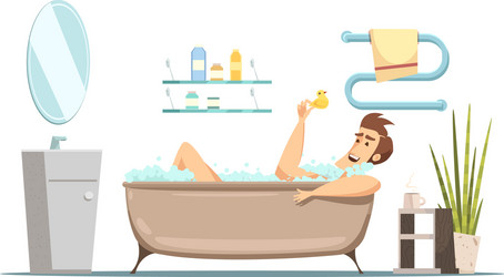 man taking bath in bathroom vector image