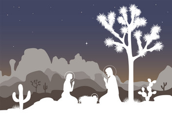 Saint family and the joshua tree cactus vector