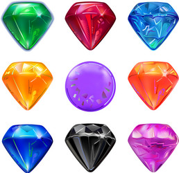 colored gems game interface set vector image