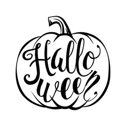 hand drawn halloween script text with pumpkin vector image