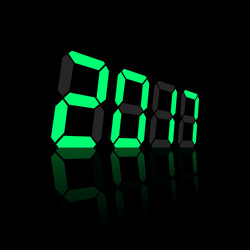 green digital numbers 2016 year time vector image