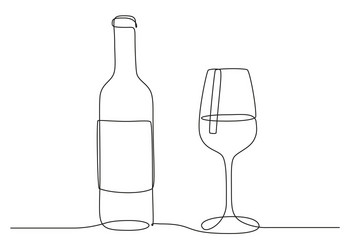 continuous one line drawing wine glass vector image