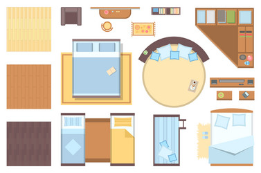 bedroom elements - set of modern objects vector image