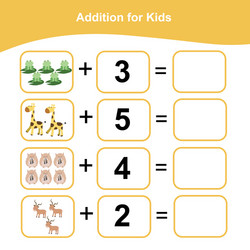 addition for kids counting game preschool vector image