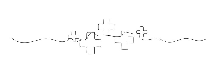 plus one line drawing cross continuous vector image