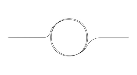 continuous one line drawing of black circle round vector image