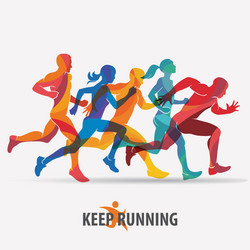 running people set of silhouettes sport vector image